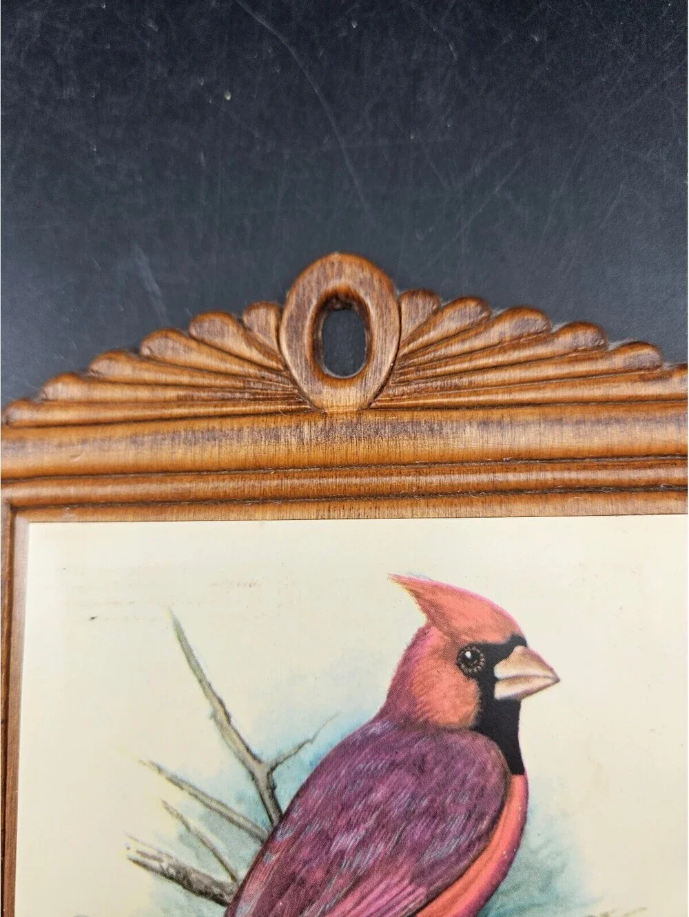 Vintage 1956 Ph. Gomner Cardinal Bird Wood Wall Hanging Memo Board Cork